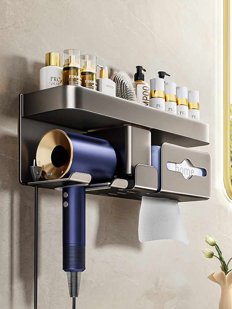 吹风机置物架免打孔卫生间适配电吹风挂架吹风筒浴室收纳架子支架
