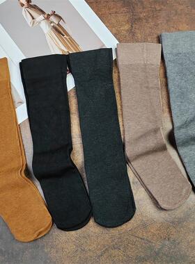 女汉子外贸袜 性价比很高及膝小腿袜女JK学院风细竖纹堆堆袜无跟