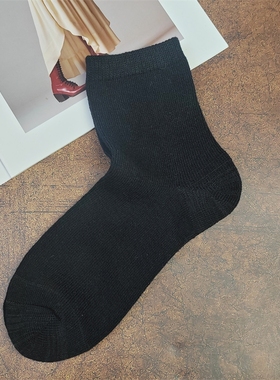 中筒女袜黑色四季厚实款袜子 性价比高出口袜中筒袜子女