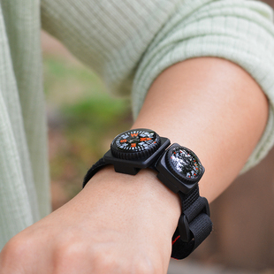 防水腕表指北针25mm大表盘配20mm温度计高精度潜水指南针骑行探险