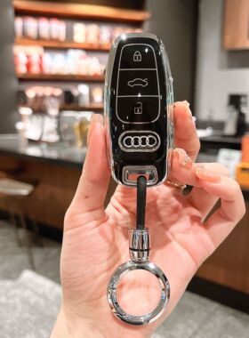 23款奥迪A4L钥匙套Q5L/A5硅胶壳RS5高端女士SQ5/R8/A6车标绳扣