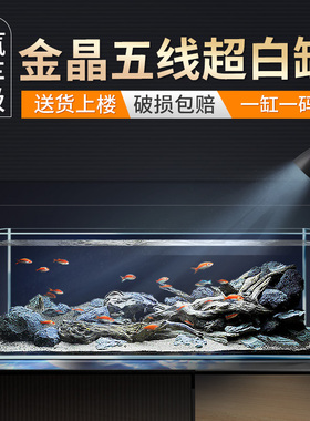 BESSN金晶五线超白鱼缸玻璃桌面小型客厅新款裸缸溪流缸生态草缸