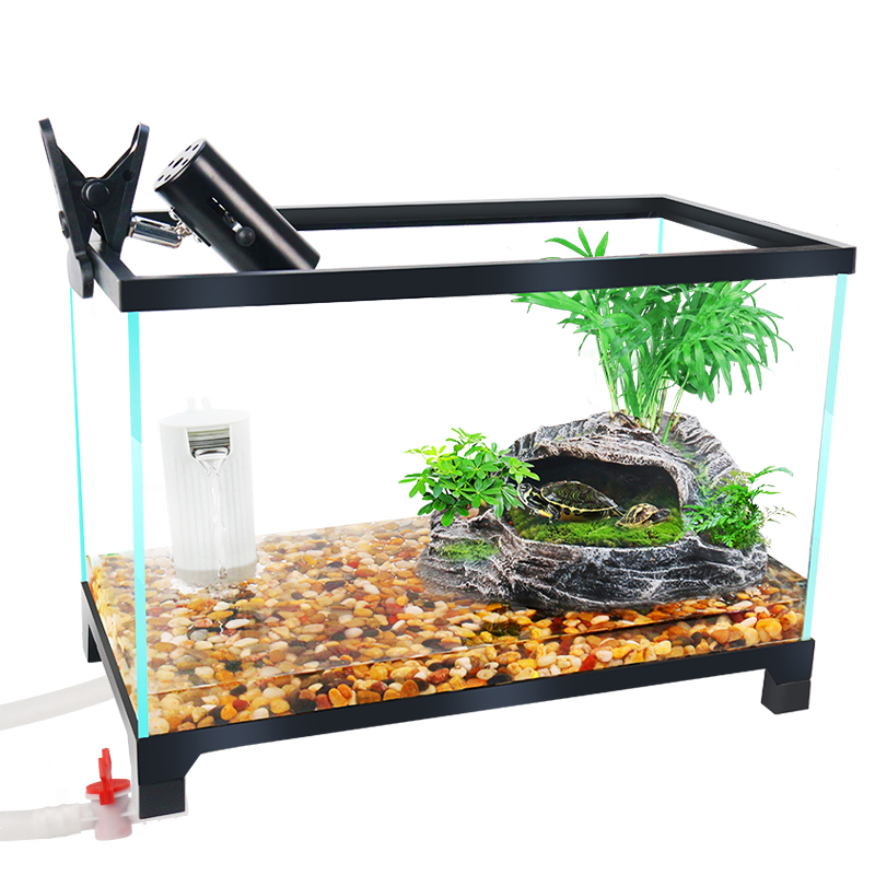 超白玻璃乌龟缸家用生态龟缸造景养乌龟专用缸带晒台别墅饲养鱼缸