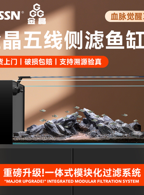 BESSN贝森血脉觉醒侧滤鱼缸客厅干湿分离金晶五线超白生态溪流缸