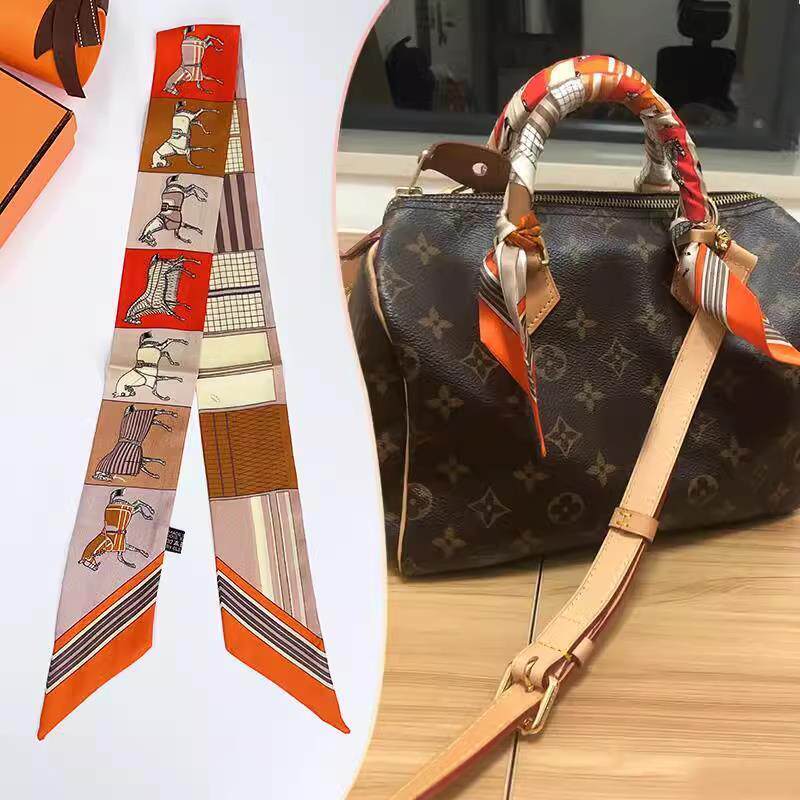 LV&GEDETE 老花丝巾绑包真丝缠包丝带系包手柄绑巾花园邮差包车挂