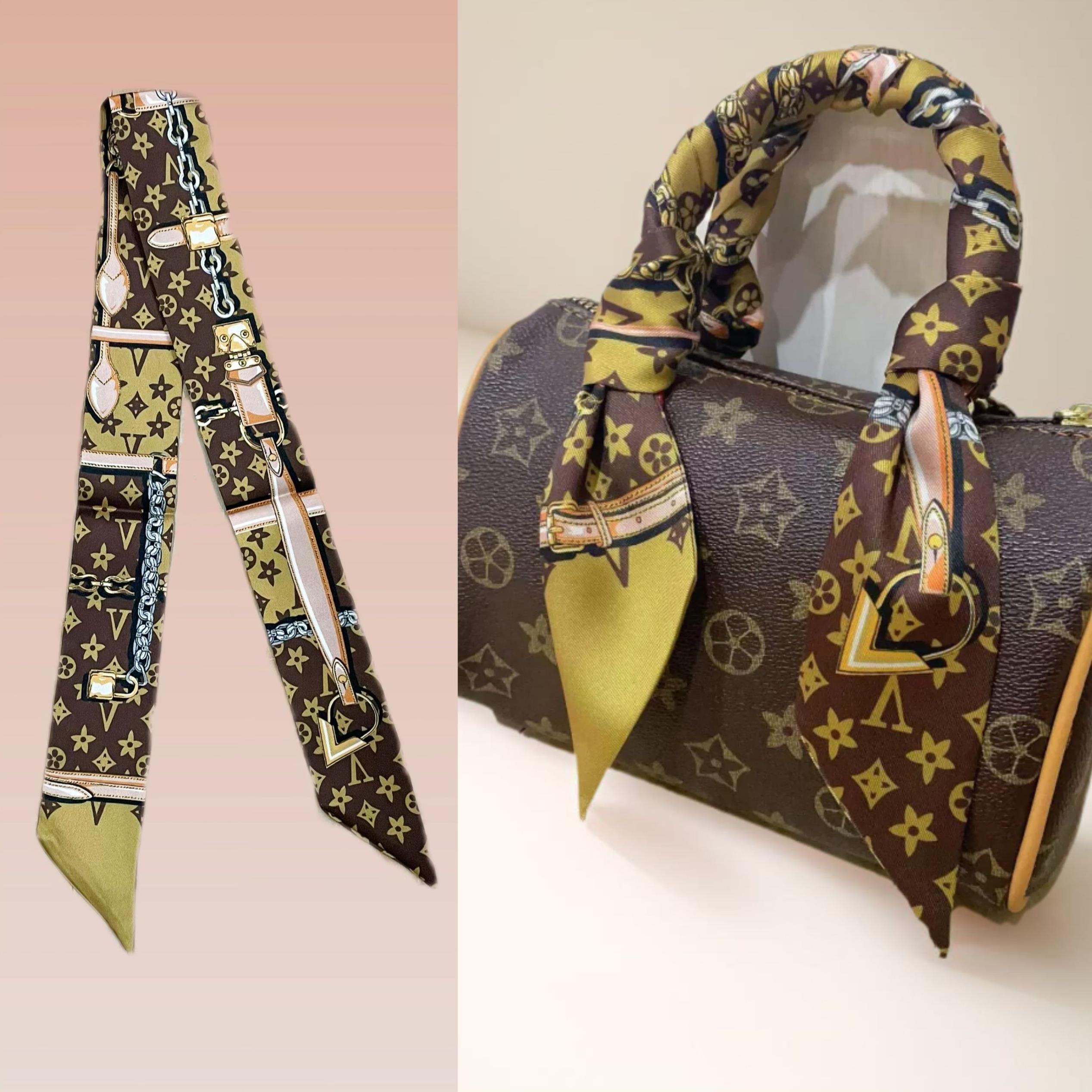 LV&GEDETE老花丝巾speedy20 25绑包包手柄丝带缠手提肩带飘带车挂