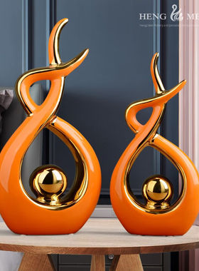 恒瓷美摆件工艺品客厅装饰品家用创意家居客厅电视柜玄关红酒柜陶