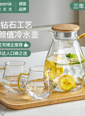 德国FEENIK冷水壶家用耐高温玻璃冰箱凉水壶大容量夏泡茶水杯套装