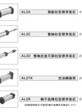 JUFAN君帆气缸AL2-A-G-SD/FA/CA/CB-PIN-M 50-25x50x75x100X125ST