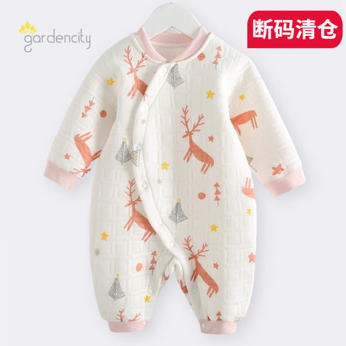 婴儿保暖连体衣夹mian哈衣