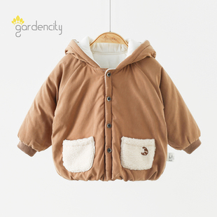婴儿连帽外套秋冬季 保暖160g夹棉加厚男女宝宝上衣夹克棉服外出服