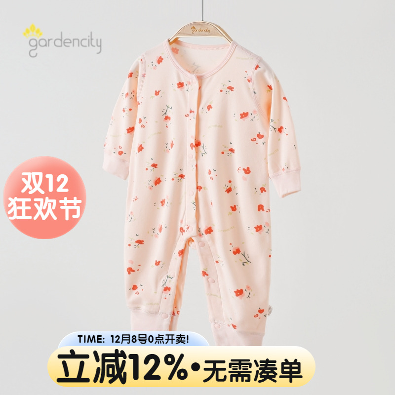 女宝宝连体衣春秋季薄棉