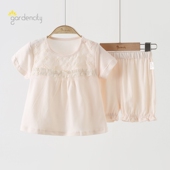 短裤 纯棉女宝宝甜美蕾丝娃娃衫 套装 薄款 家居服洋气 夏季 婴儿短袖