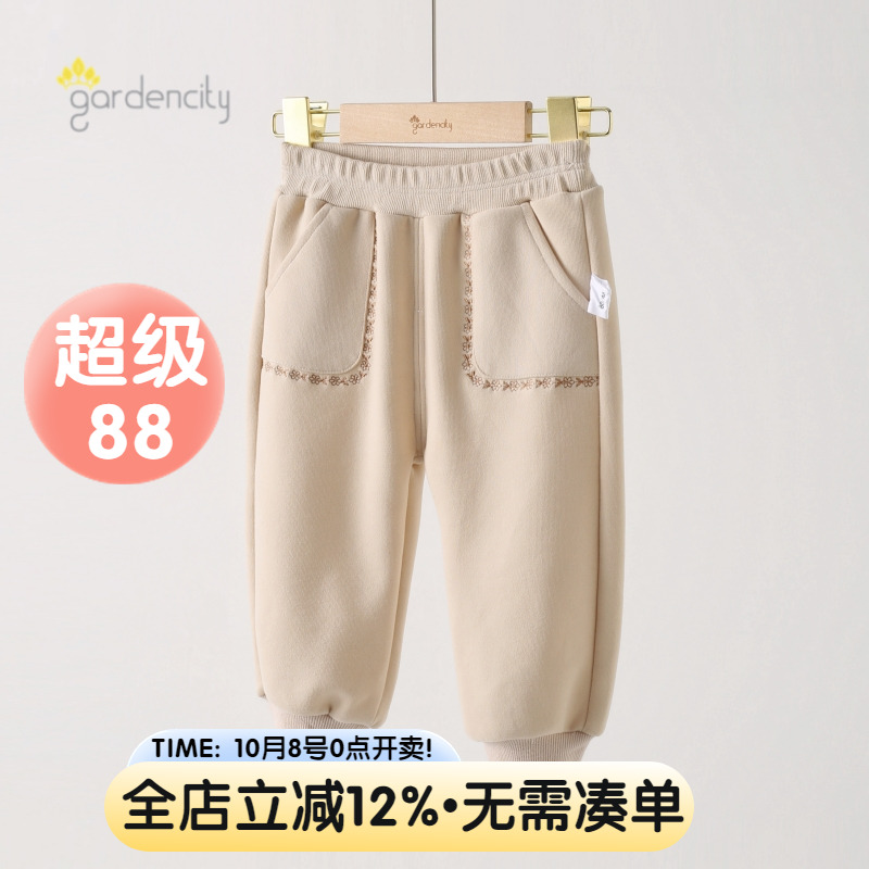 婴儿裤子秋冬纯棉保暖毛圈长裤女宝宝休闲运动裤外出裤子女童卫裤