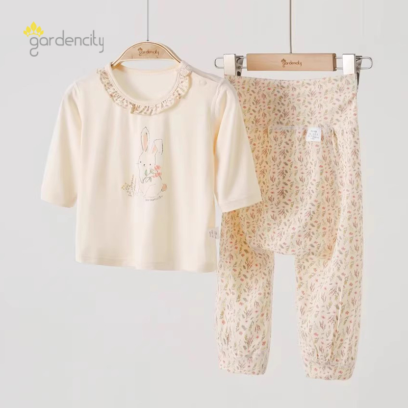 莫代尔夏季女宝宝家居服套装