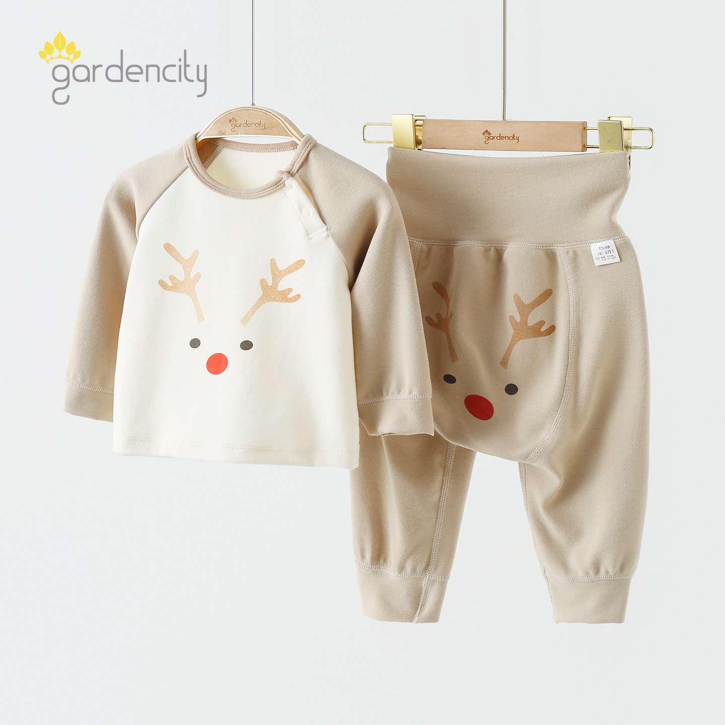 婴儿家居服套装秋冬保暖莫代尔棉舒绒宝宝高腰大PP裤打底秋衣秋裤