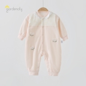 婴儿连体衣春秋季 纯棉女宝宝甜美花边40g恒温棉夹棉保暖长袖 哈衣