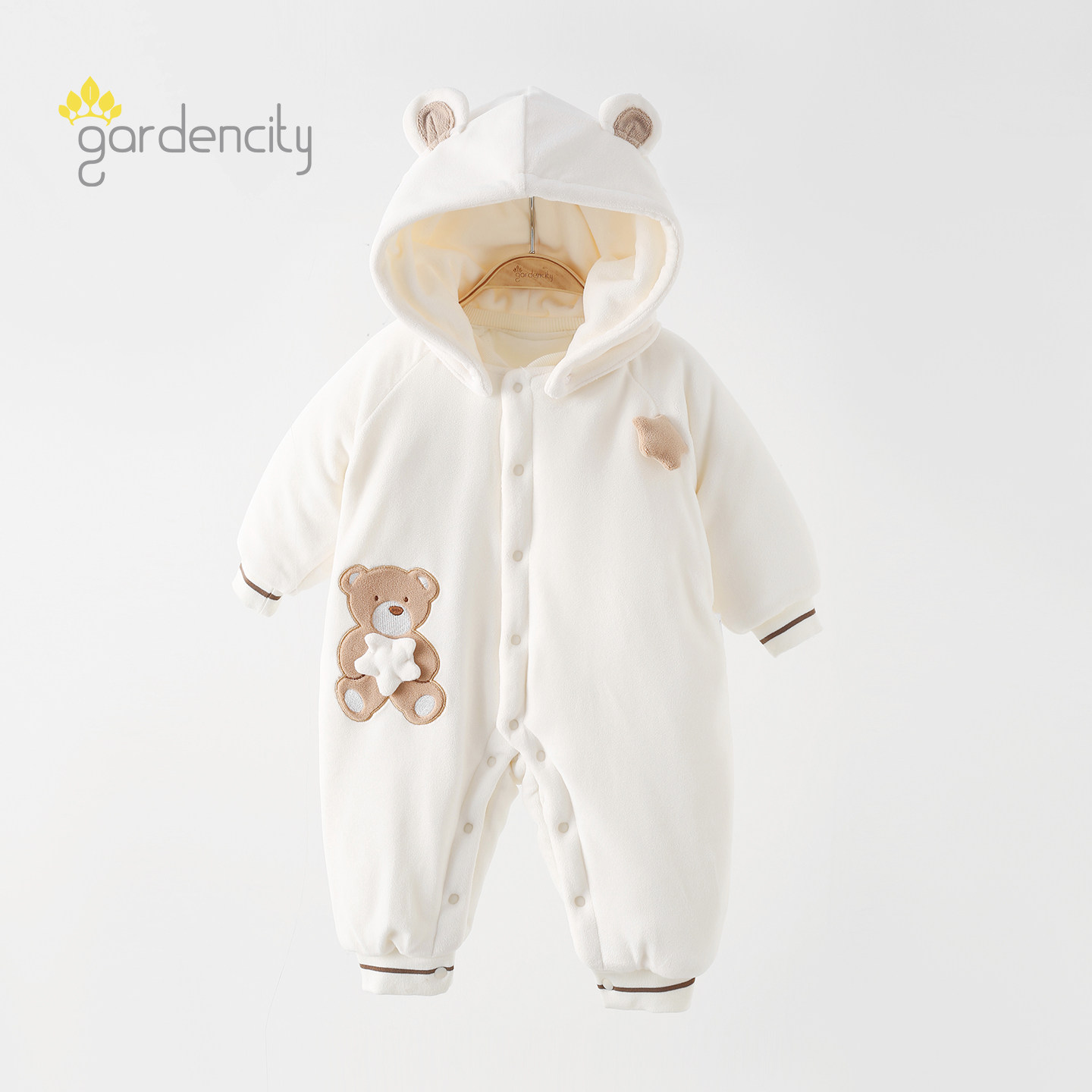 婴儿连体衣秋冬季男女宝宝秋冬摇粒绒240g恒温棉伙伴熊厚棉连体衣