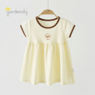 弹力棉拼接女宝宝家居裙洋气公主裙睡裙子 薄款 婴儿短袖 连衣裙夏季