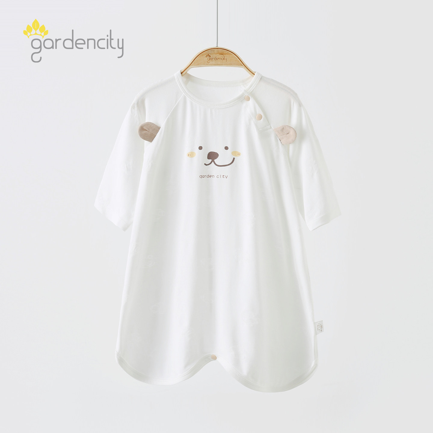 婴儿睡袍夏季薄款兰精莫代尔提花男女宝宝9分袖睡衣睡裙防踢