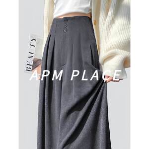 韩国APMPLACE毛呢西装阔腿裤女2026新款高腰显瘦垂感梨型身材裤子
