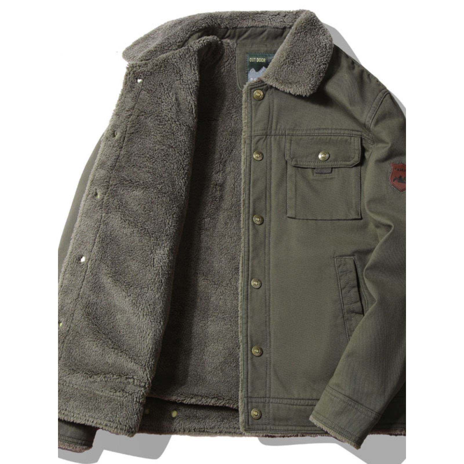 羊羔绒外套男士秋冬季大码翻领工装中年爸爸棉衣加绒加厚棉服夹克,男装,棉衣,淘宝优惠券,粉丝福利购,淘宝优惠卷