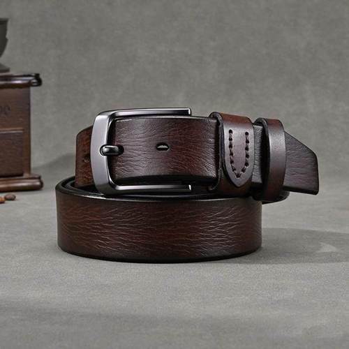 复古头层纯牛皮男皮带真皮休闲个性针扣腰带手工时尚百搭牛仔裤带