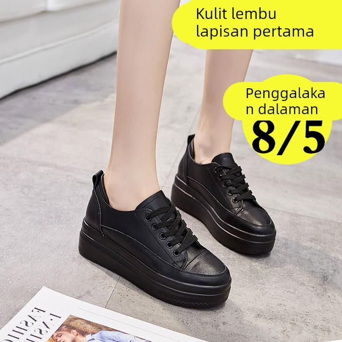 百搭小黑鞋内增高8CM厚底松糕鞋5CM加绒保暖小白鞋轻便舒适单鞋女