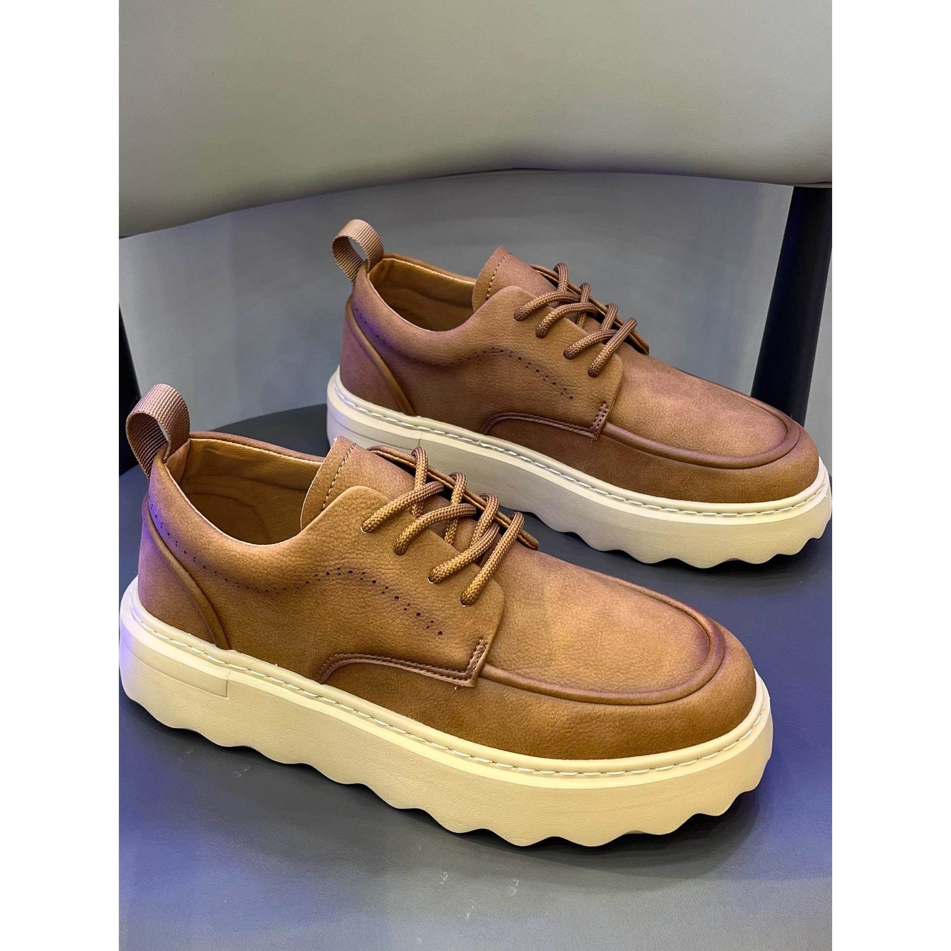 潮牌2025新款秋冬季英伦风格男鞋男士商务皮鞋轻便休闲百搭工装鞋