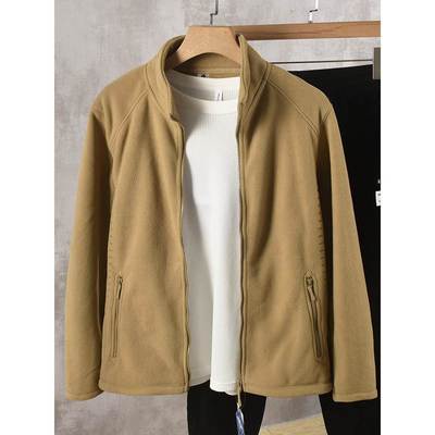 双面摇粒绒外套男秋冬季2025新款宽松立领夹克加厚休闲抓绒衣男款