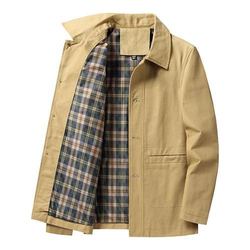 Mostarsea~高品质纯棉休闲夹克衫男士秋冬季加绒翻领羊羔绒外套潮