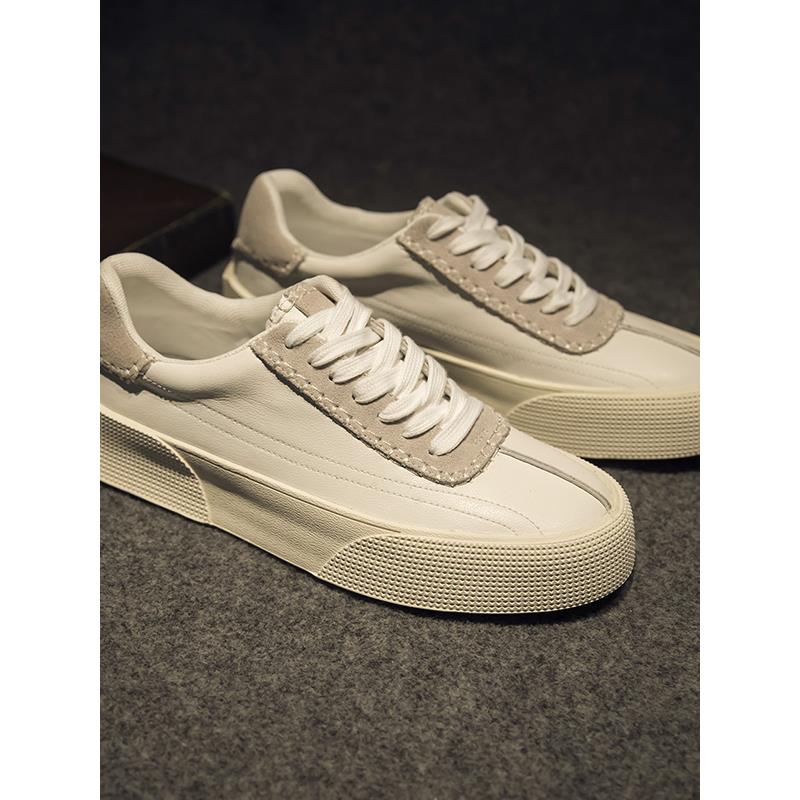 潮牌2025秋冬季新款男鞋休闲板鞋皮革小众百搭厚底增高简约小白鞋