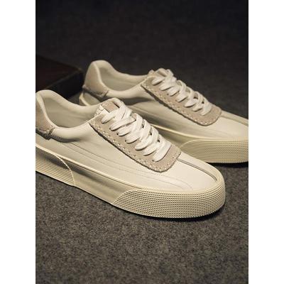 潮牌2025秋冬季新款男鞋休闲板鞋皮革小众百搭厚底增高简约小白鞋