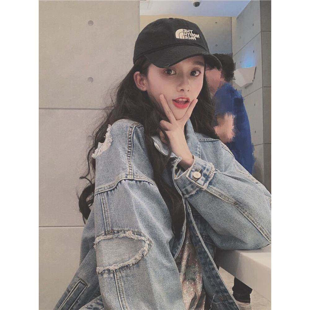 韩国牛仔外套女2025新款秋冬中长款韩版宽松慵懒bf破洞上衣ins潮