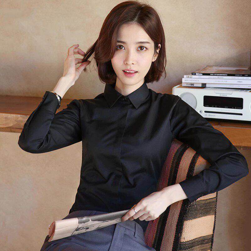 欧洲站上班服白色长袖衬衫女新款2025春秋冬季气质工作服加绒上衣