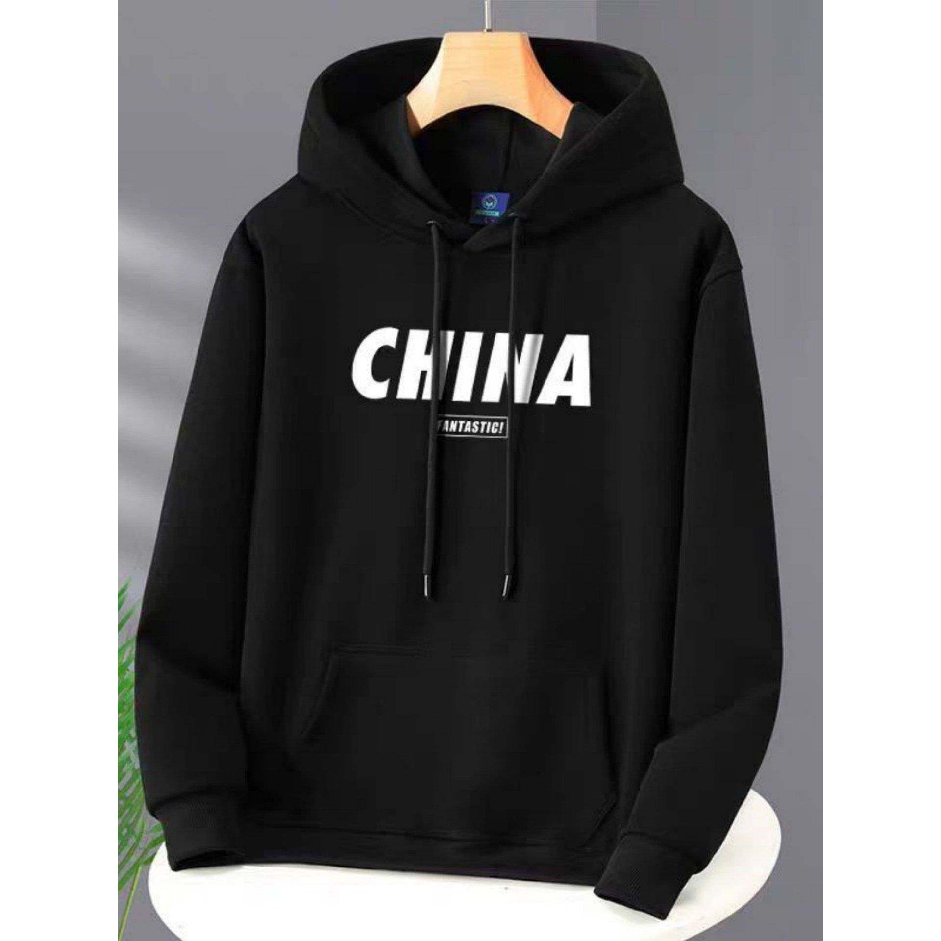 连帽卫衣男纯棉印花休闲春秋季薄款男士宽松潮牌百搭运动长袖外套