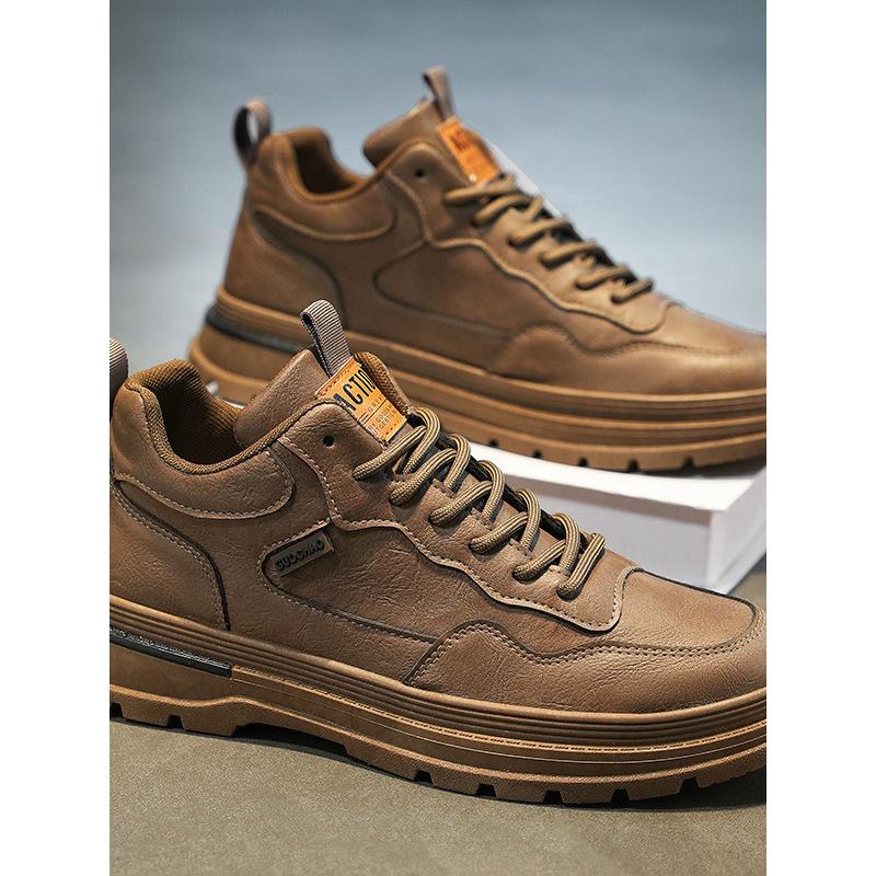 潮牌2025秋季马丁靴男新款透气鞋百搭防滑耐磨厚底工装鞋休闲皮鞋