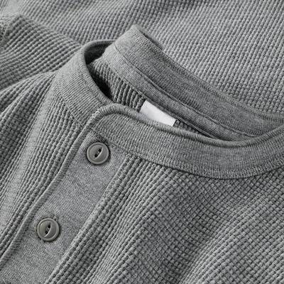 男士长袖t恤春秋款重磅美式100%纯棉卫衣男女亨利领华夫格打底衫