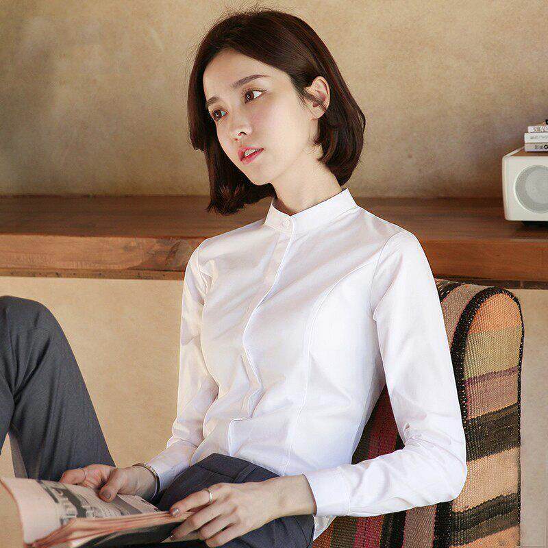 欧洲站白色衬衫女士职业装2025年春秋冬季长袖工作服正装气质上衣