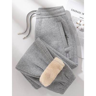 MAROLIO~超厚保暖羊羔绒卫裤女加绒加厚冬季2025新款冬外穿女裤子