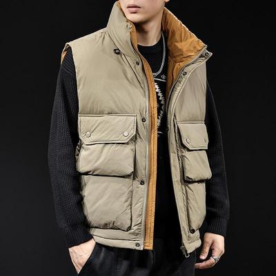 冬季工装马甲羽绒服男潮牌2025新款加厚保暖男士立领无袖马夹外套