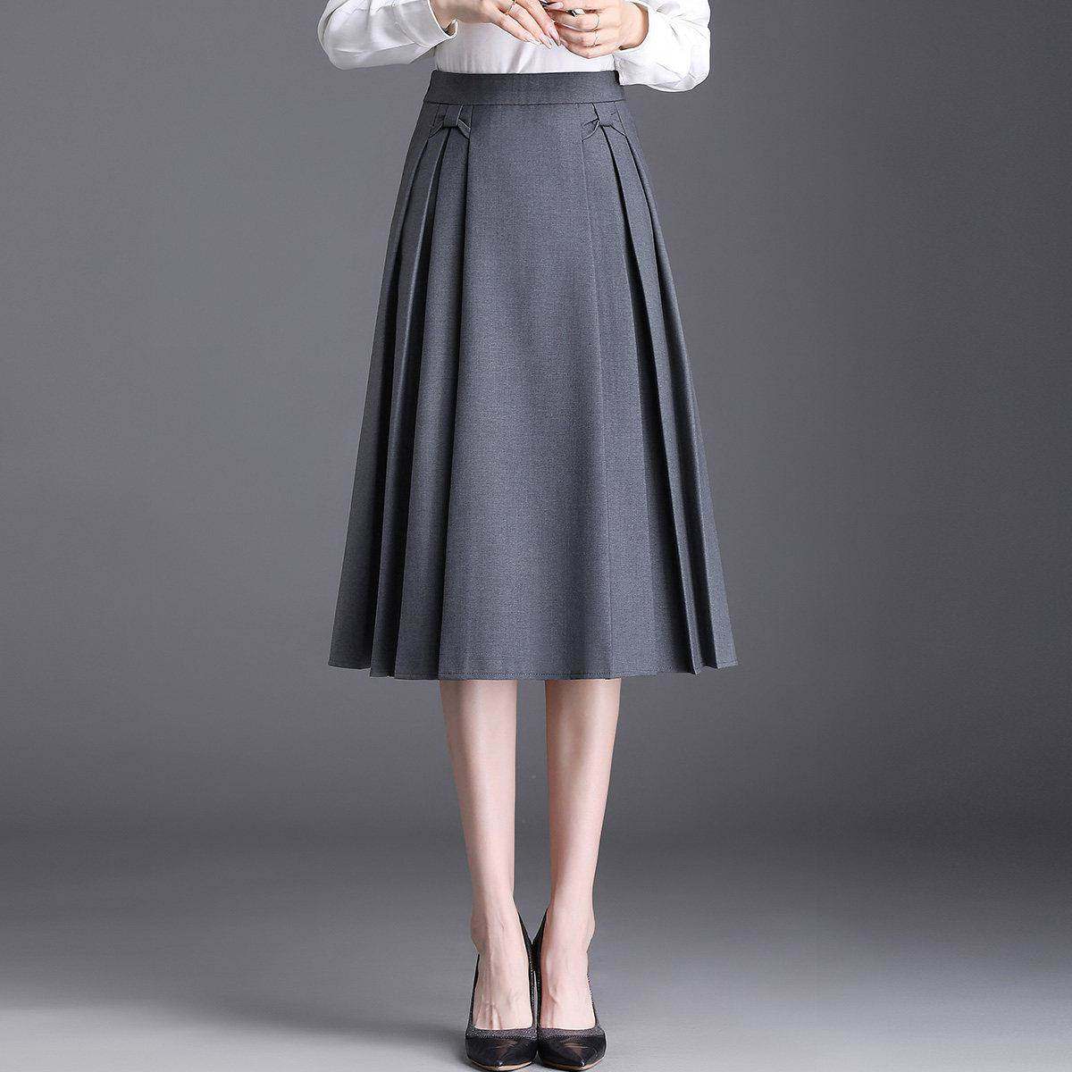 灰色A字西装半裙女2025春秋小个子洋气伞裙半身裙子中长款百褶裙