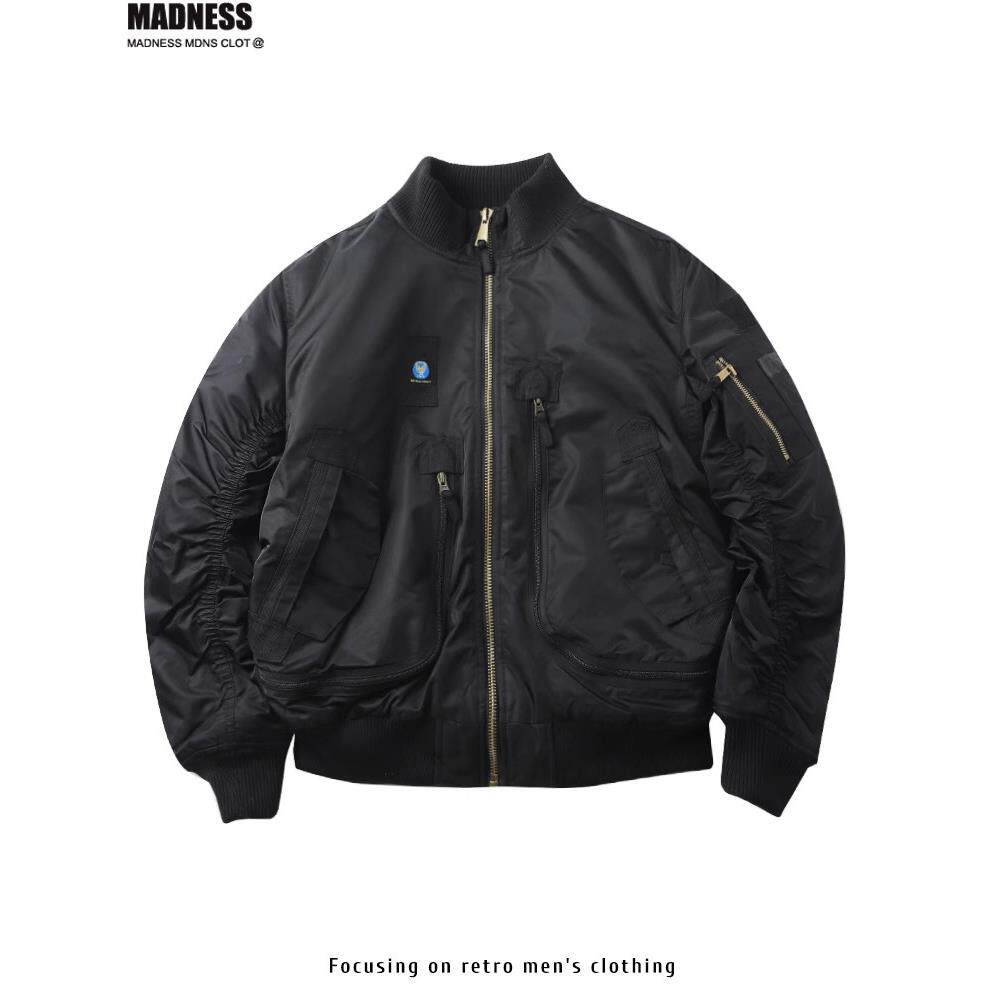 Madness Mdns Clot秋冬季美式飞行夹克外套男棒球领加厚保暖棉衣