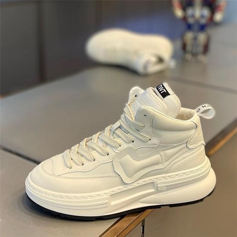 高帮男鞋2025冬季新款加绒保暖厚底增高小白鞋百搭潮流时尚老爹鞋