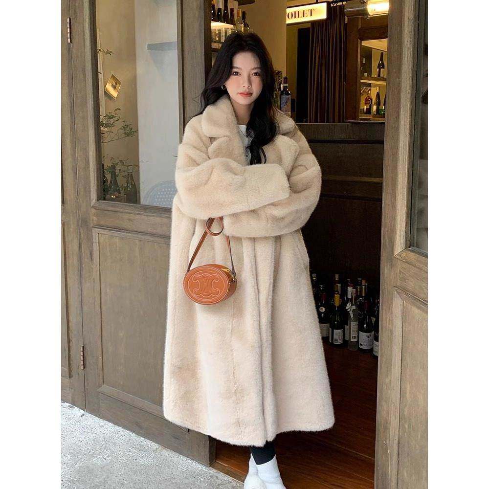 日系水貂绒大衣女冬季2025新款加厚保暖中长款皮毛一体西装领外套,女装/女士精品,毛呢外套,淘宝优惠券,粉丝福利购,淘宝优惠卷
