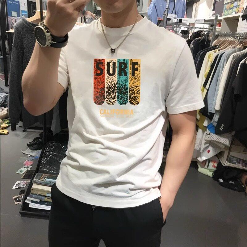 Trend Mr潮牌复古圆领半袖港风印花短袖夏季新款男士美式时尚T恤