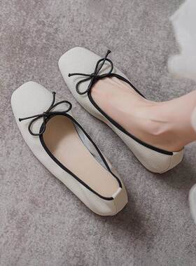 香港法国玛丽简鞋软皮革内增高平底便鞋女软底春秋季晚鞋奶奶鞋小