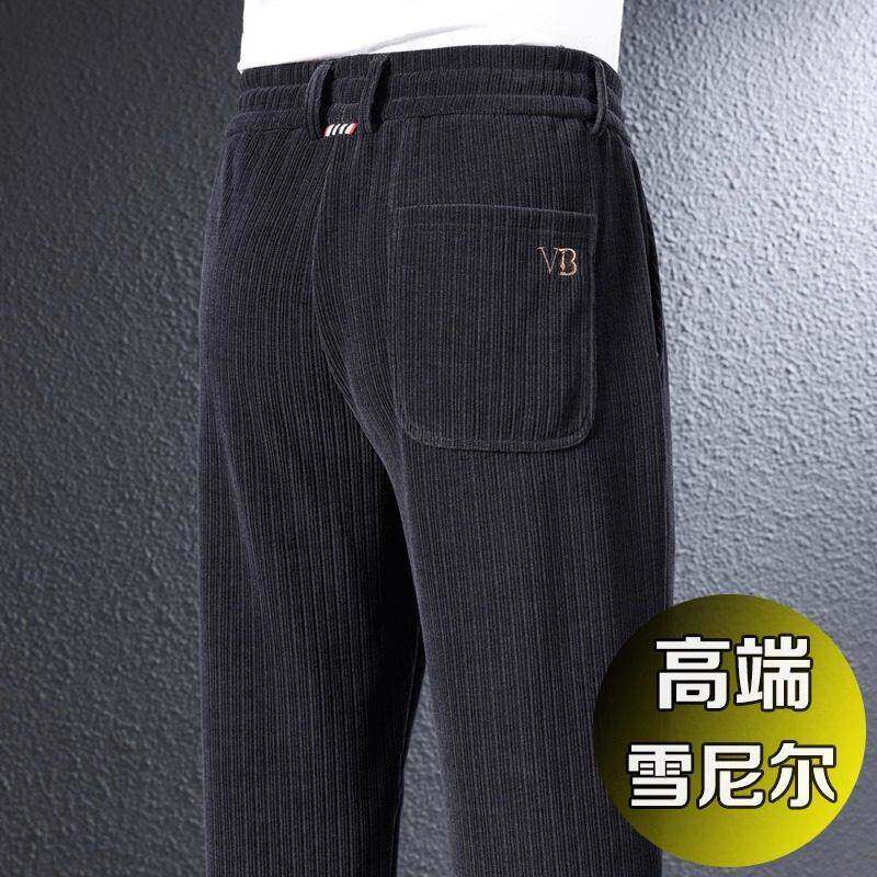 中年男士爸爸休闲裤男秋冬款高端雪尼尔加绒裤子直筒灯芯绒运动裤