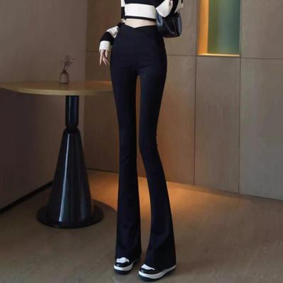 微喇叭裤女外穿2024新爆款秋冬加绒高腰显瘦垂感小个子黑色马蹄裤