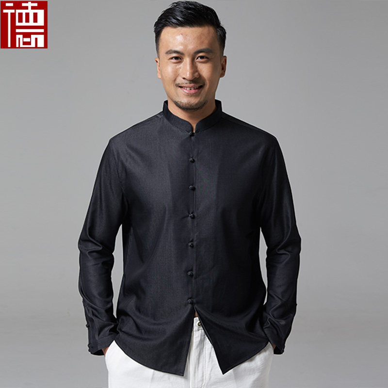 漓墨。原创新款唐装春夏长袖衬衫中式立领疙瘩扣休闲商务衫